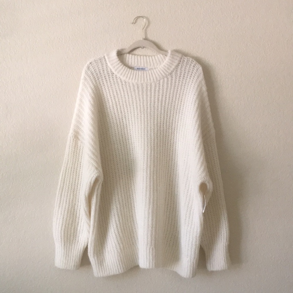 Old Navy Crewneck Sweater Ivory Wool Blend